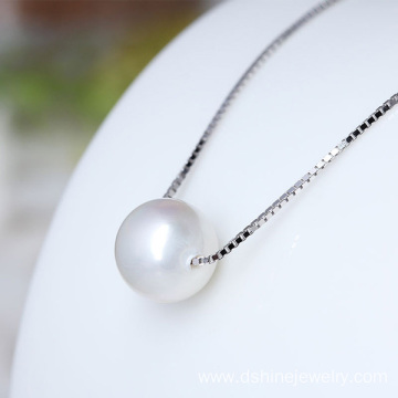 925 Silver Chain Women Natural Single Pearl Pendant Necklace